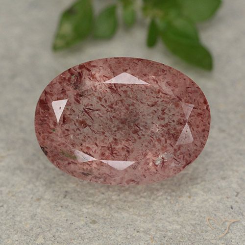5.89ct Natürlicher Mittelrosa Erdbeerquarz, Oval, Lichtdurchlässig