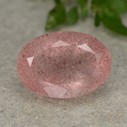 5.99ct Natürlicher Mittel-Hellrosa Erdbeerquarz, Oval, Lichtdurchlässig