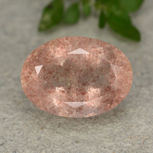 6.41ct Natürlicher Pfirsichrose Erdbeerquarz, Oval, Lichtdurchlässig