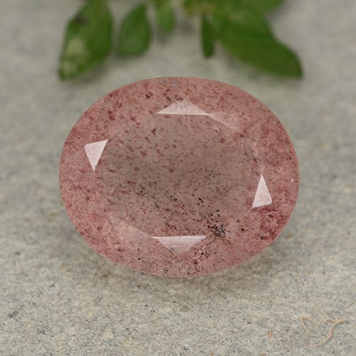5.64ct Natürlicher Erdiges Rosa Erdbeerquarz, Oval, Lichtdurchlässig