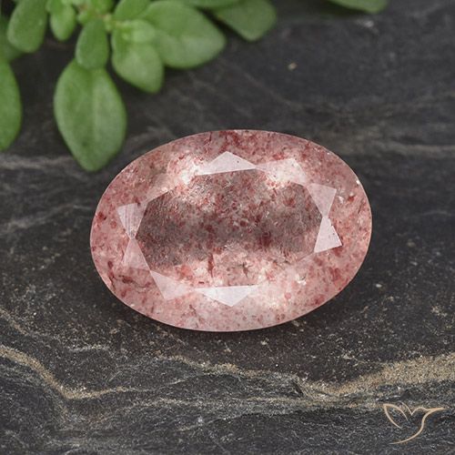 4.78ct Natürlicher Mittel-Hellrosa Erdbeerquarz, Oval, Lichtdurchlässig