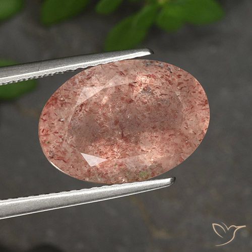 9,17 ctw natürlicher rose-rosa Erdbeerquarz, Oval, Lichtdurchlässig