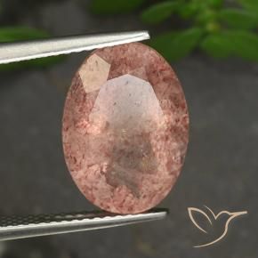 9,17 ctw natürlicher rose-rosa Erdbeerquarz, Oval, Lichtdurchlässig