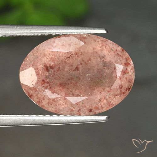 5.38ct Natürlicher Erdiges Rosa Erdbeerquarz, Oval, Lichtdurchlässig