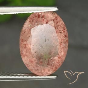9,17 ctw natürlicher Erdiges Rosa Erdbeerquarz, Oval, Lichtdurchlässig