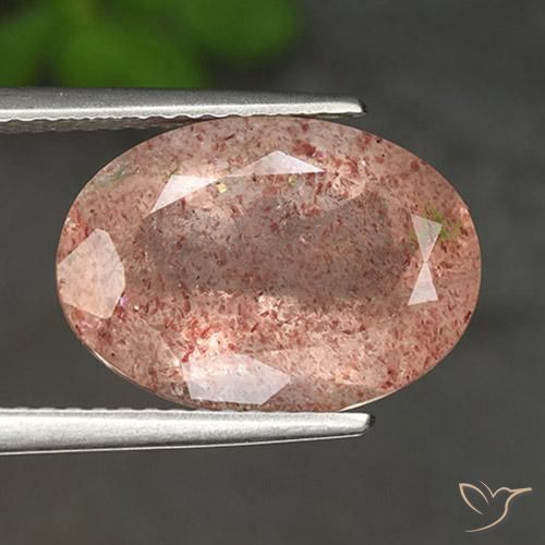 5.56ct Natürlicher Pfirsich-orange Erdbeerquarz, Oval, Lichtdurchlässig