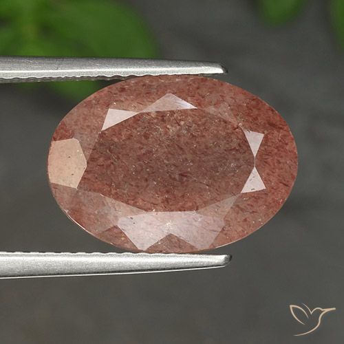 5.50ct Natürlicher Mittelrosa Erdbeerquarz, Oval, Lichtdurchlässig