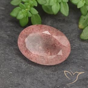 9,17 ctw natürlicher hellrose-rosa Erdbeerquarz, Oval, Lichtdurchlässig