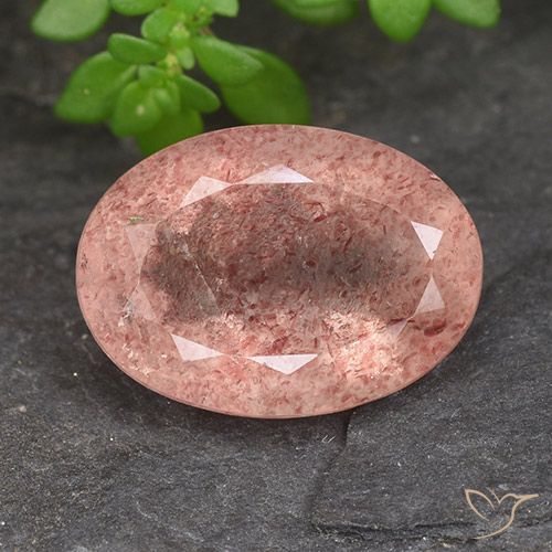 5.96ct Natürlicher rose-rosa Erdbeerquarz, Oval, Lichtdurchlässig