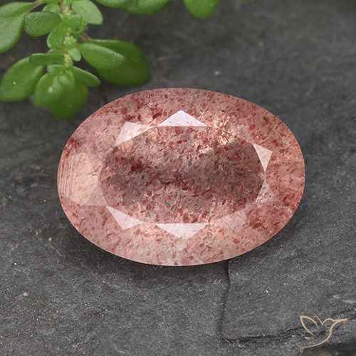 5.14ct Natürlicher Himbeerrosa Erdbeerquarz, Oval, Lichtdurchlässig