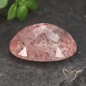 9,17 ctw natürlicher Himbeerrosa Erdbeerquarz, Oval, Lichtdurchlässig