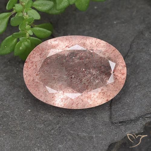 4.78ct Natürlicher Mittel-Hellrosa Erdbeerquarz, Oval, Lichtdurchlässig