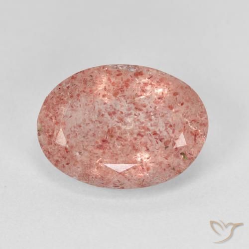 5.36ct Natürlicher Mittelrosa Erdbeerquarz, Oval, Lichtdurchlässig