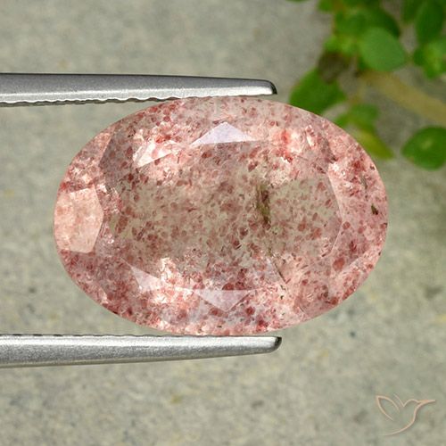 6.28ct Natürlicher Erdiges Rosa Erdbeerquarz, Oval, Lichtdurchlässig