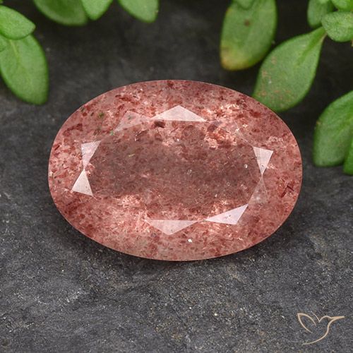 5.52ct Natürlicher Mittelrosa Erdbeerquarz, Oval, Lichtdurchlässig