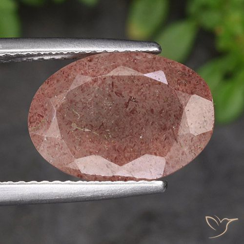5.50ct Natürlicher Mittelrosa Erdbeerquarz, Oval, Lichtdurchlässig