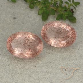 11.48 ct natürliche Erdiges Rosa Erdbeerquarz-Edelsteine, Oval, Lichtdurchlässig