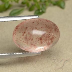 9,17 ctw natürlicher Pfirsichrose Erdbeerquarz, Oval, Lichtdurchlässig