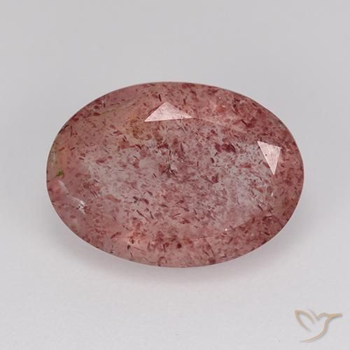 5.30ct Natürlicher rose-rosa Erdbeerquarz, Oval, Lichtdurchlässig