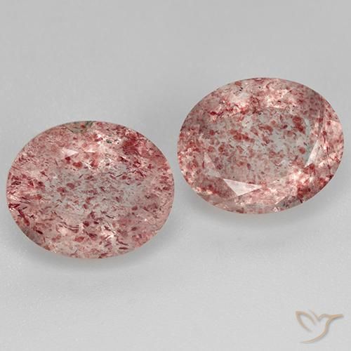 7,30 ct natürliche rosafarbener Erdbeerquarz-Edelsteine, Oval Schliff, Transparent