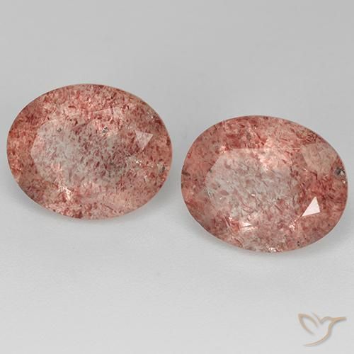 6.69 ct natürliche Himbeerrosa Erdbeerquarz-Edelsteine, Oval, Transparent