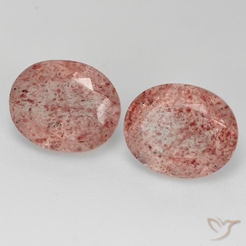 6.73 ct natürliche Mittelrosa Erdbeerquarz-Edelsteine, Oval, Transparent