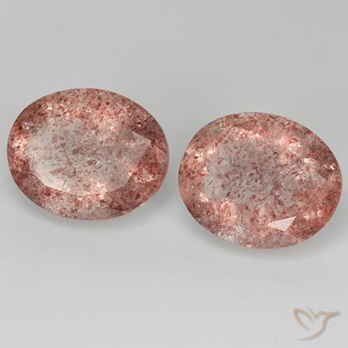 6.37 ct natürliche rose-rosa Erdbeerquarz-Edelsteine, Oval, Transparent