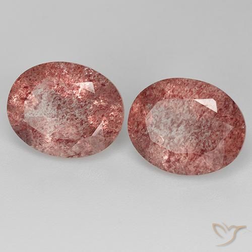 6.73 ct natürliche Leuchtend rosa Erdbeerquarz-Edelsteine, Oval, Transparent