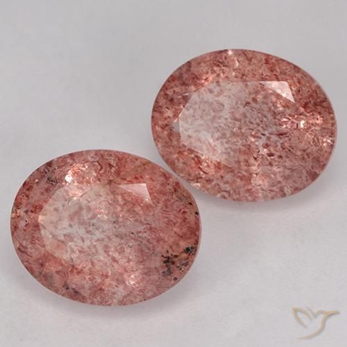 6.66 ct natürliche Mittelrosa Erdbeerquarz-Edelsteine, Oval, Lichtdurchlässig
