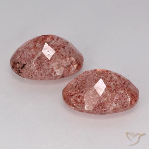 6.66 ct natürliche Mittelrosa Erdbeerquarz-Edelsteine, Oval, Lichtdurchlässig