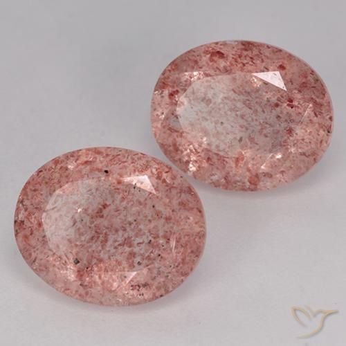 6.78 ct natürliche Mittelrosa Erdbeerquarz-Edelsteine, Oval, Lichtdurchlässig