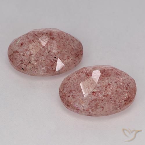6.78 ct natürliche Mittelrosa Erdbeerquarz-Edelsteine, Oval, Lichtdurchlässig