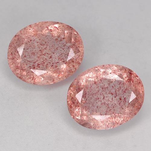 7,15 ct natürliche rosafarbener Erdbeerquarz-Edelsteine, Oval Schliff, Lichtdurchlässig