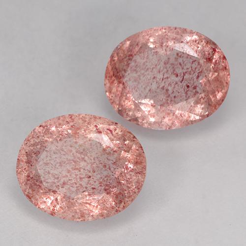 7,15 ct natürliche rosafarbener Erdbeerquarz-Edelsteine, Oval Schliff, Lichtdurchlässig