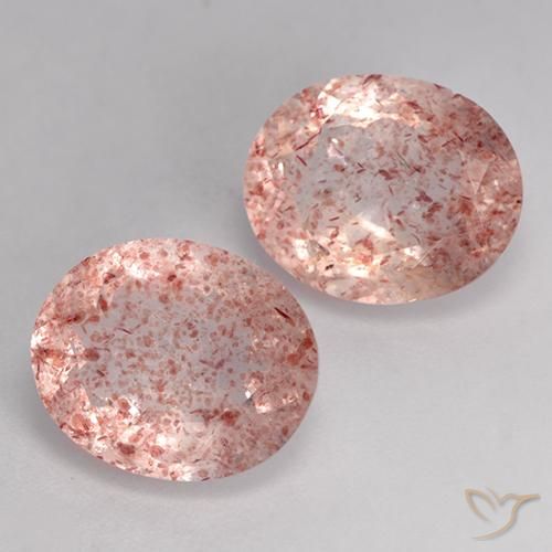 6.91 ct natürliche Mittelrosa Erdbeerquarz-Edelsteine, Oval, Transparent