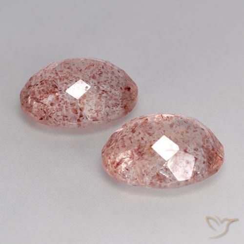 6.91 ct natürliche Mittelrosa Erdbeerquarz-Edelsteine, Oval, Transparent