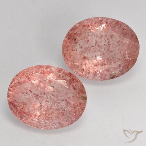 6.34 ct natürliche Mittel-Hellrosa Erdbeerquarz-Edelsteine, Oval, Lichtdurchlässig