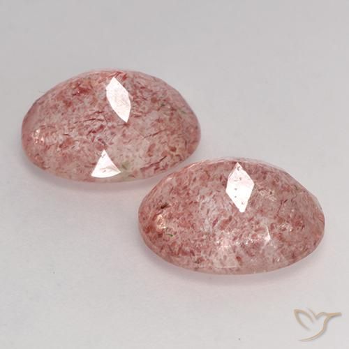 6.34 ct natürliche Mittel-Hellrosa Erdbeerquarz-Edelsteine, Oval, Lichtdurchlässig