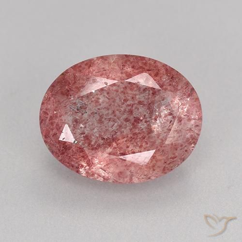 3.06ct Natürlicher tiefrosa Erdbeerquarz, Oval, Lichtdurchlässig
