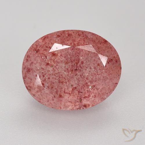 3.83ct Natürlicher tiefrosa Erdbeerquarz, Oval, Lichtdurchlässig