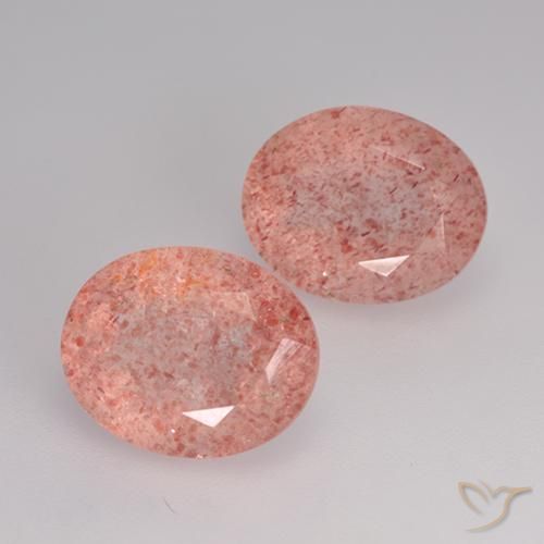 6.58 ct natürliche Mittel-Hellrosa Erdbeerquarz-Edelsteine, Oval, Lichtdurchlässig