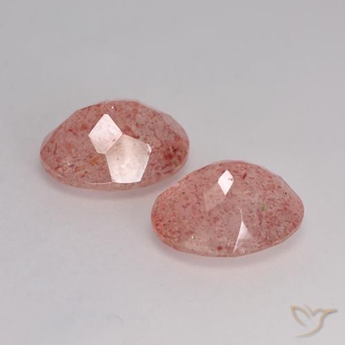 6.58 ct natürliche Mittel-Hellrosa Erdbeerquarz-Edelsteine, Oval, Lichtdurchlässig