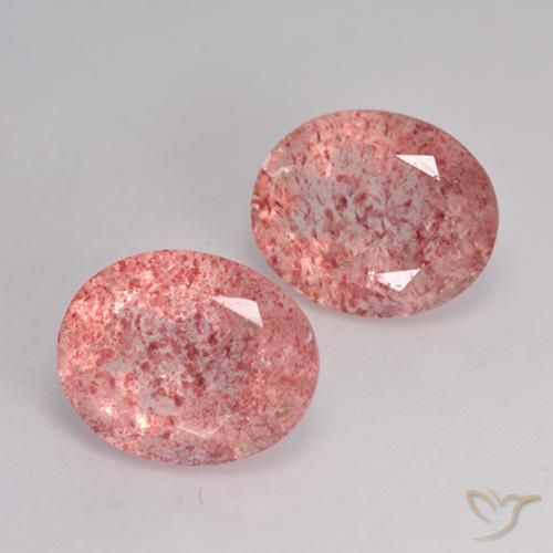 6.53 ct natürliche Mittel-Hellrosa Erdbeerquarz-Edelsteine, Oval, Lichtdurchlässig