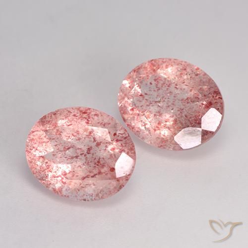 6.54 ct natürliche Mittel-Hellrosa Erdbeerquarz-Edelsteine, Oval, Lichtdurchlässig