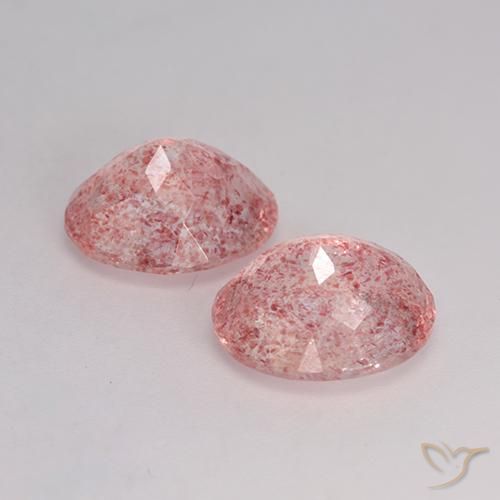 6.54 ct natürliche Mittel-Hellrosa Erdbeerquarz-Edelsteine, Oval, Lichtdurchlässig
