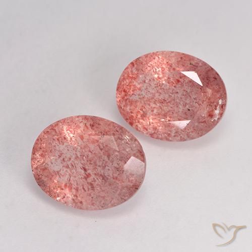 6.64 ct natürliche Mittel-Hellrosa Erdbeerquarz-Edelsteine, Oval, Lichtdurchlässig