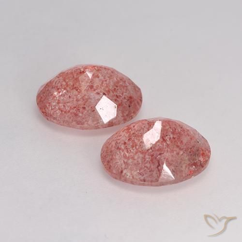 6.64 ct natürliche Mittel-Hellrosa Erdbeerquarz-Edelsteine, Oval, Lichtdurchlässig