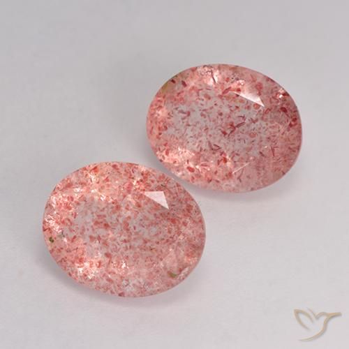 6.04 ct natürliche hellrose-rosa Erdbeerquarz-Edelsteine, Oval, Transparent