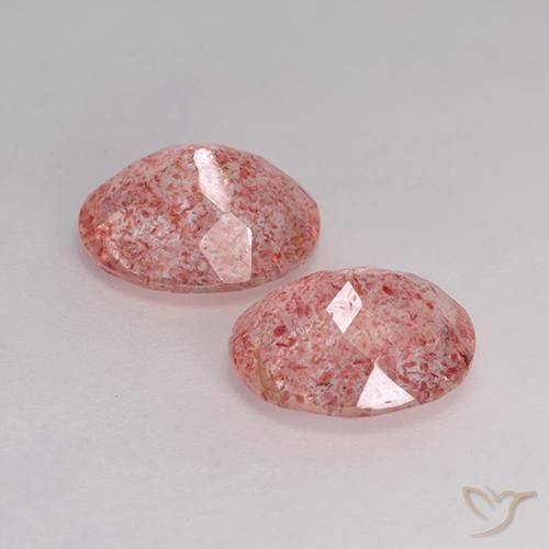 6.04 ct natürliche hellrose-rosa Erdbeerquarz-Edelsteine, Oval, Transparent