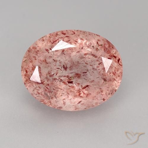 3.86ct Natürlicher Mittel-Hellrosa Erdbeerquarz, Oval, Transparent